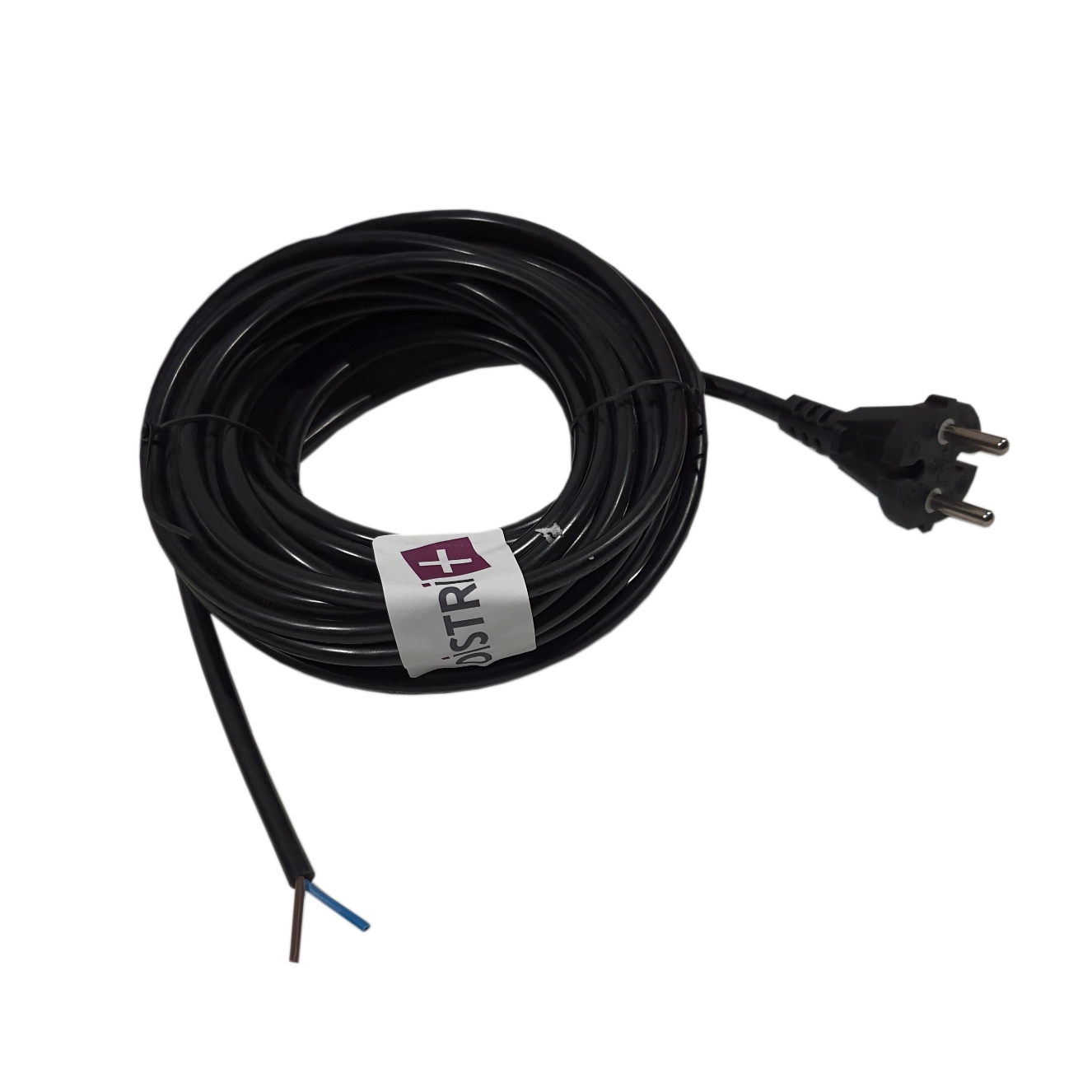 Câble d'alimentaion noir pour aspirateur avec embout dénudé H05VVF - 2x0,75mm² - Longueur : 9m
