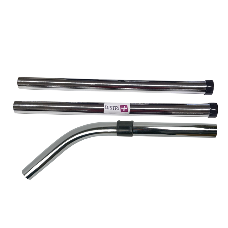 Lot de 2 tubes + 1 coude métal en acier chromé pour aspirateur Taski, Numatic... - Diamètre : 32mm