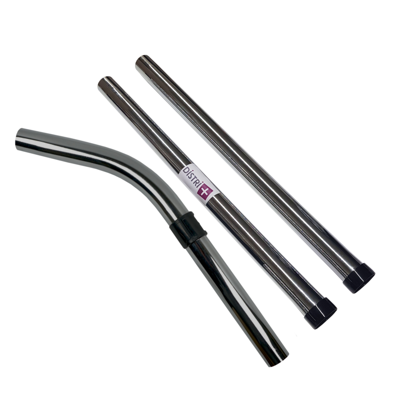 Lot de 2 tubes + 1 coude métal en acier chromé pour aspirateur Taski, Numatic... - Diamètre : 32mm