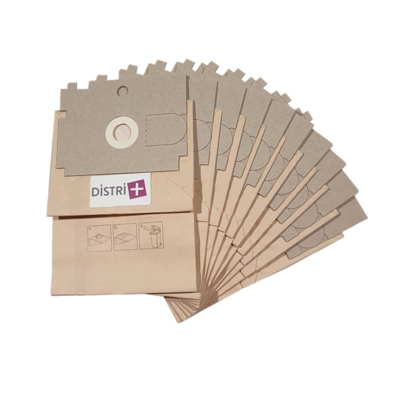 Sac aspirateur compatible avec BAUKNECHT - ROWENTA DYMBO, RS005, RS007, ZR74.5 - DE LONGHI QUICK ... - La pochette de 10 sacs papier
