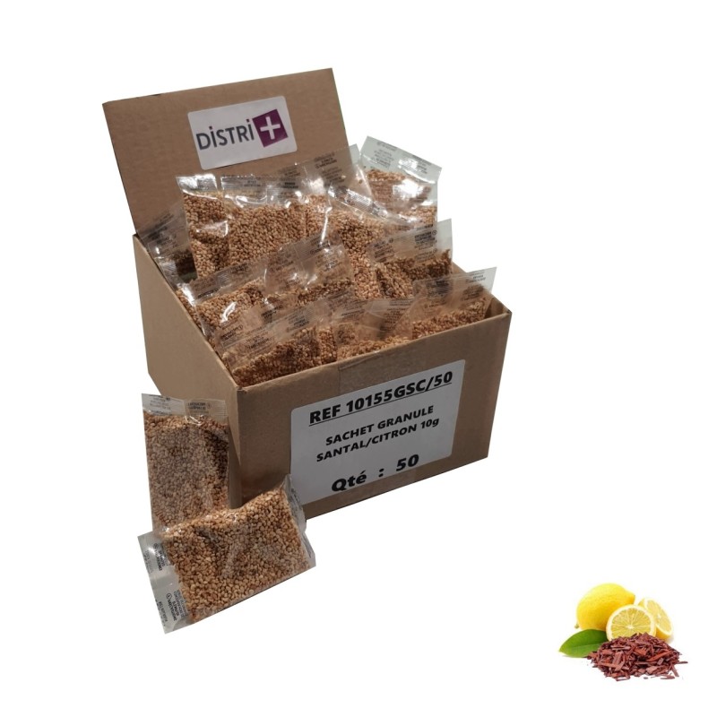 Granulés parfumés Santal/Citron pour aspirateurs - Carton de 50 sachets de 10g