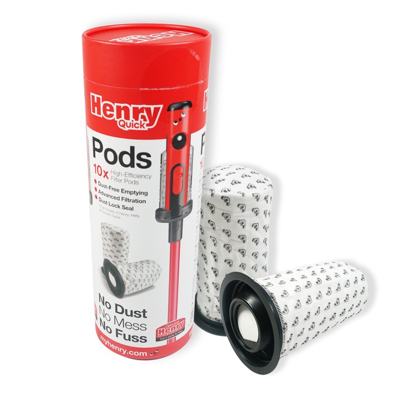 Sac aspirateur ORIGINAL avec Numatic Quick Pods  : HEN100G, HEN100R, Henry Quick, Hetty Quick, HTY100P, HTY100P, Quick- La pochette de 10 sacs microfibre