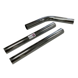 Lot de 2 tubes + 1 coude métal en acier chromé pour aspirateur Ghibli, Nilfisk, Alto... - Diamètre : 50mm