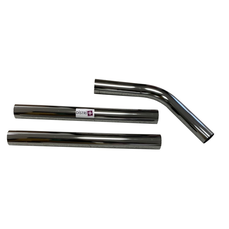 Lot de 2 tubes + 1 coude métal en acier chromé pour aspirateur Ghibli, Nilfisk, Alto... - Diamètre : 50mm