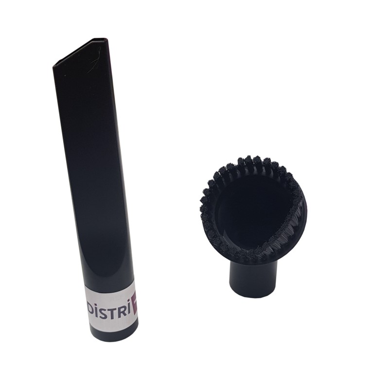 Lot de 1 suceur long plat + 1 brosse ronde pour aspirateur allant sur des tubes de diamètre 32mm