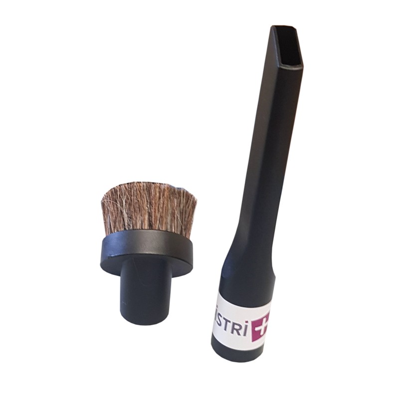 Lot de 1 suceur long plat + 1 brosse ronde en crin de cheval pour aspirateur allant sur des tubes de diamètre 32mm