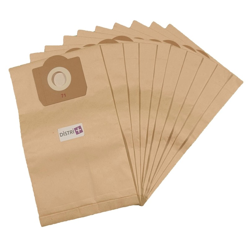 Sac aspirateur compatible avec ALTO/NILFISK/WAP : SALTIX - EURODEC : EPI 24, EPI 78, PI 24 - FIORENTINI : C19B1 - GHIBLI : CHAMPION - ELFO 18L - ICA/IPC/SOTECO : LION 15, SN 1455 - La pochette de 10 sacs papier