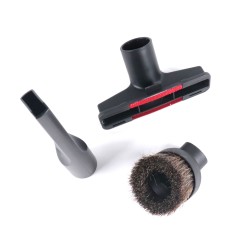 Lot de 1 suceur long plat + 1 brosse ronde en crin de cheval + 1 suceur triangulaire pour aspirateur allant sur des tubes de diamètre 32mm