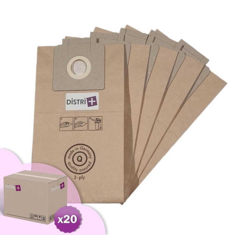 Sac aspirateur compatible avec Karcher BV5/1, T5/1, T7/1, T9/1, T10/1, 69043330, 69043160... - Carton de 20 pochettes de 5 sacs papier