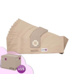 Sac aspirateur compatible avec Sorma 510, Sorma 520 - Wetrok Monovac 6, Monovac 9, Bantam 6, Bantam 9, Duovac 6, Duovac 9... - Carton de 15 pochettes de 10 sacs papier