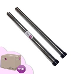 Carton de 10 lots de 2 tubes métal en acier chromé pour aspirateur - Diamètre : 32mm - Longueur 50cm