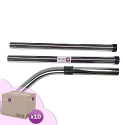 Carton de 10 lots de 2 tubes + 1 coude métal en acier chromé pour aspirateur Taski, Numatic... - Diamètre : 32mm