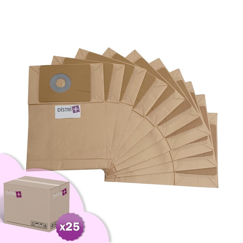 Sac aspirateur compatible avec Eurosteam dorsal 44168, 122AD, 127AD, 128AD, 129AD, 145AD - Taski Dorsalino, 8504190. etc. - Carton de 25 pochettes de 10 sacs papier