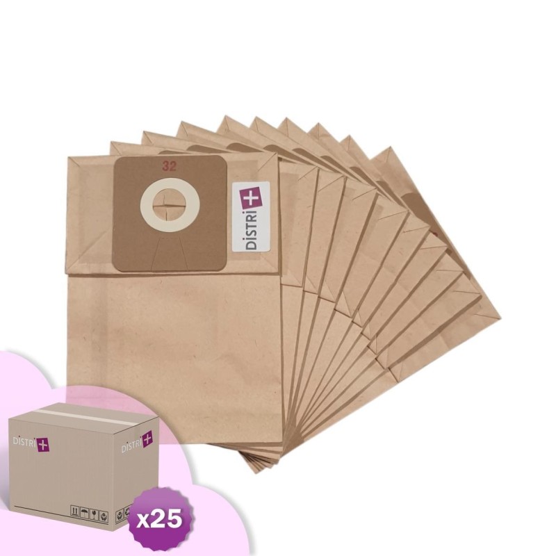 Sac aspirateur compatible avec Eurosteam dorsal 44168, 122AD, 127AD, 128AD, 129AD, 145AD - Taski Dorsalino, 8504190. etc. - Carton de 25 pochettes de 10 sacs papier