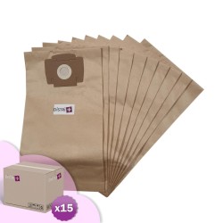 Sac aspirateur compatible avec Fiorentini Silent Baby - Wetrok Bantam 6, Bantam 9, Monovac 6, Duovac 6... - Carton de 15 pochettes de 10 sacs papier