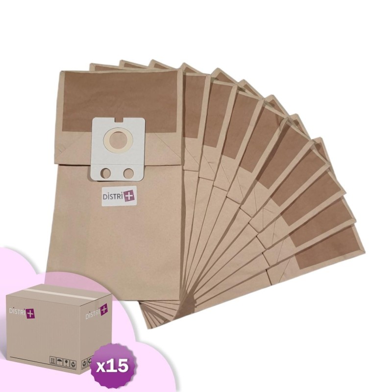 Sac aspirateur compatible Nilfisk VP300, GD1000, GD1010, Business, Family... - Carton de 15 pochettes de 10 sacs papier.