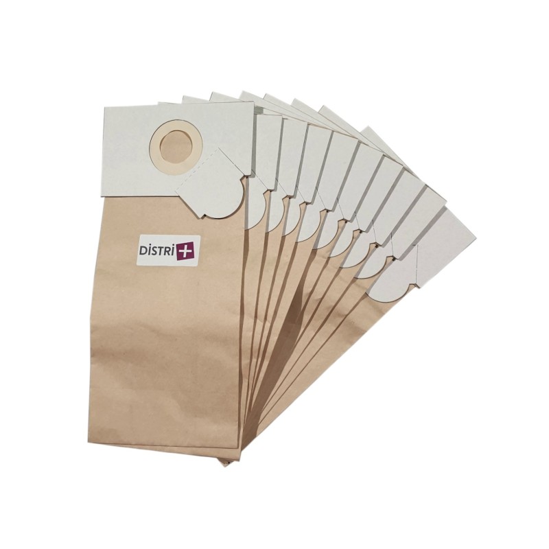 Sac aspirateur compatible avec Clarke AB - Fakir/Nilco : 110, 1107, 1117, 1207, 1407, 1417, Eagle 450 - Wetrok : Karpawel 350 et 450. etc. - pochette de 10 sacs papier