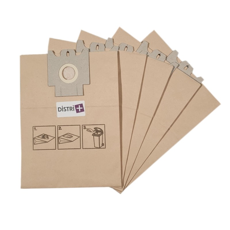 Sac aspirateur compatible avec MIELE GN, S227i à S240i, S269i à S284i...- compatible avec HOOVER Athos, Discovery, Octopus - La pochette de 5 sacs papier