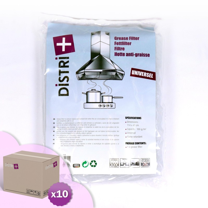Filtre universel anti-graisse pour hotte à découper à la taille - 114 x 47cm - Carton de 10 Filtres