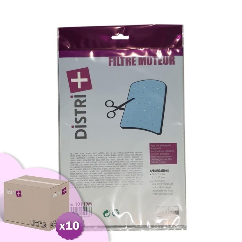 Filtre moteur universel pour aspirateur à découper - La planche de 250x200x4mm - Carton de 10 filtres