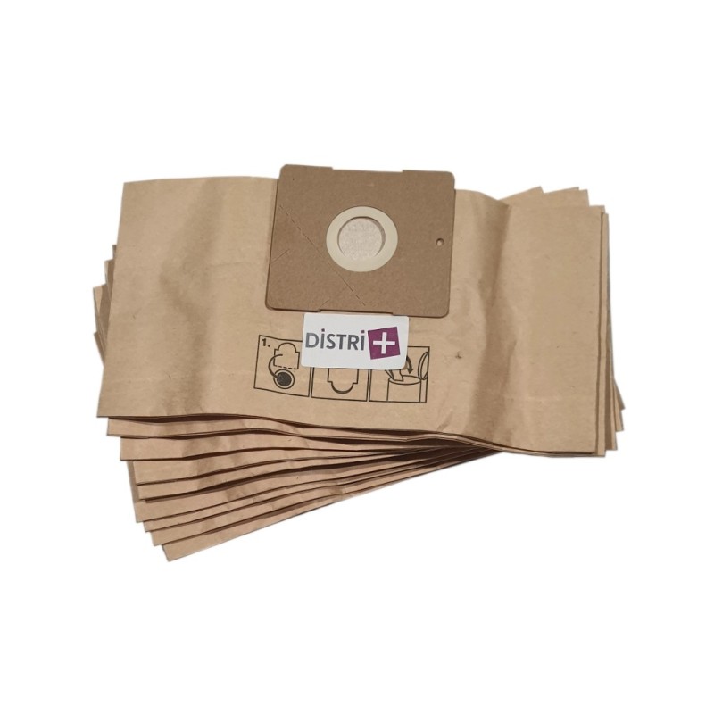 Sac aspirateur compatible avec AFK BS1500, BS2000 - BESTRON DVC1800 E, DVC2020 - DE SINA : VC9902E... - La pochette de 10 sacs papier