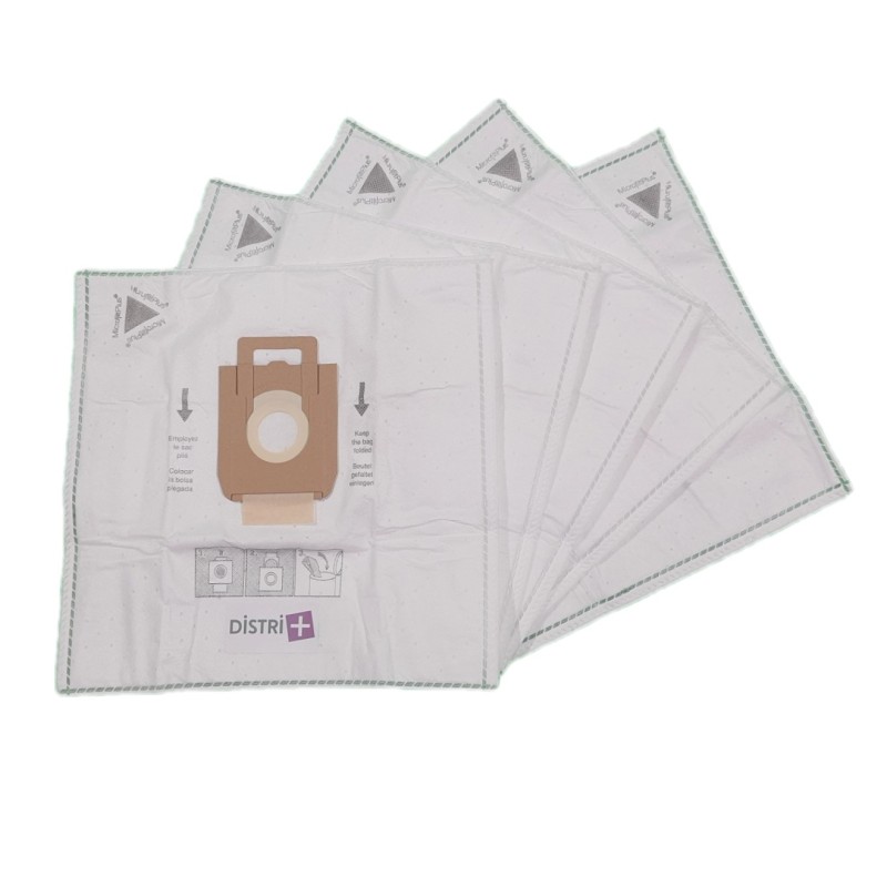 Sac aspirateur compatible avec Nilfisk GM200, GM210, GM300, GM400, ELITE, EXTREME, KING. - La pochette de 5 sacs microfibre