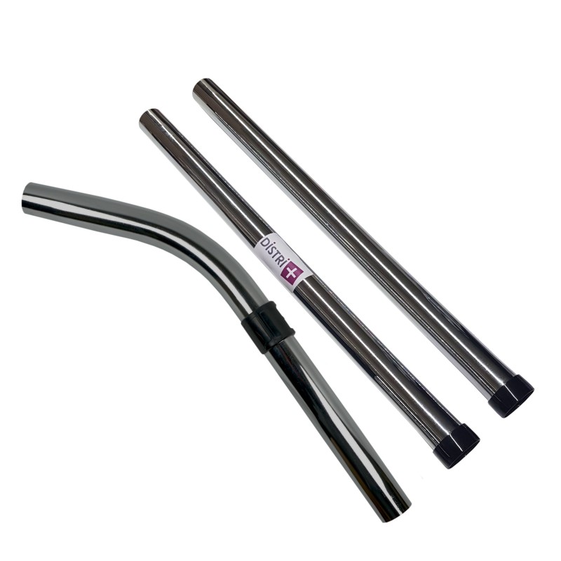 Carton de 10 lots de 2 tubes + 1 coude métal en acier chromé pour aspirateur Taski, Numatic... - Diamètre : 32mm