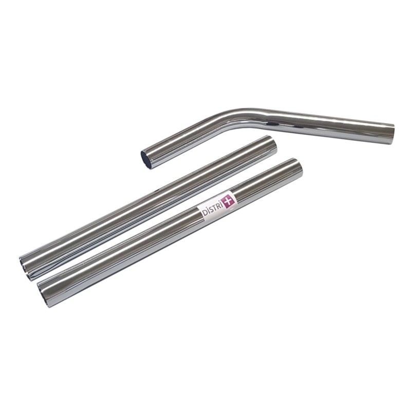 Lot de 2 tubes + 1 coude métal en acier chromé pour aspirateur Taski, Numatic... - Diamètre : 38mm
