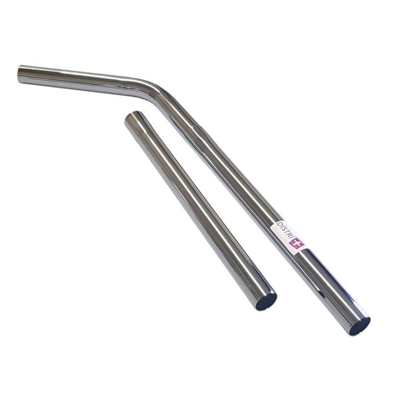 Lot de 2 tubes + 1 coude métal en acier chromé pour aspirateur Taski, Numatic... - Diamètre : 38mm