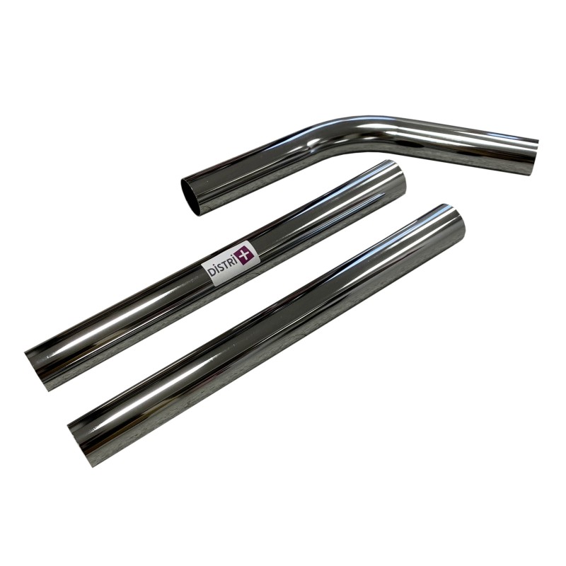 Lot de 2 tubes + 1 coude métal en acier chromé pour aspirateur Ghibli, Nilfisk, Alto... - Diamètre : 50mm