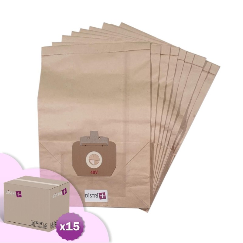 Sac aspirateur compatible avec Taski Bora 12, Vacumat 12, Vento 15 - Cleanfix SW20, SW21. - Carton de 15 pochettes de 10 sacs papier