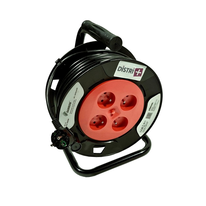 ENROULEUR NOIR AVEC SECURITE THERMIQUE H05VVF 3*1.5 - LONGUEUR 25M