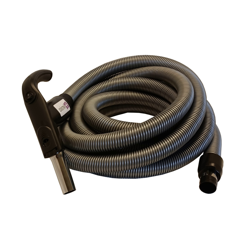 Flexible complet télécommandé pour aspiration centralisé Cyclovac, Skyvac... avec poignée ergonomique D.32mm et embout demi anneau - Longueur : 9m