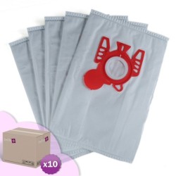 Sac aspirateur compatible avec MIELE FJM, S241i à S261i, Complete C3 - compatible avec HOOVER Freemotion, H30, H60... - Carton de 10 pochettes de 5 sacs microfibre